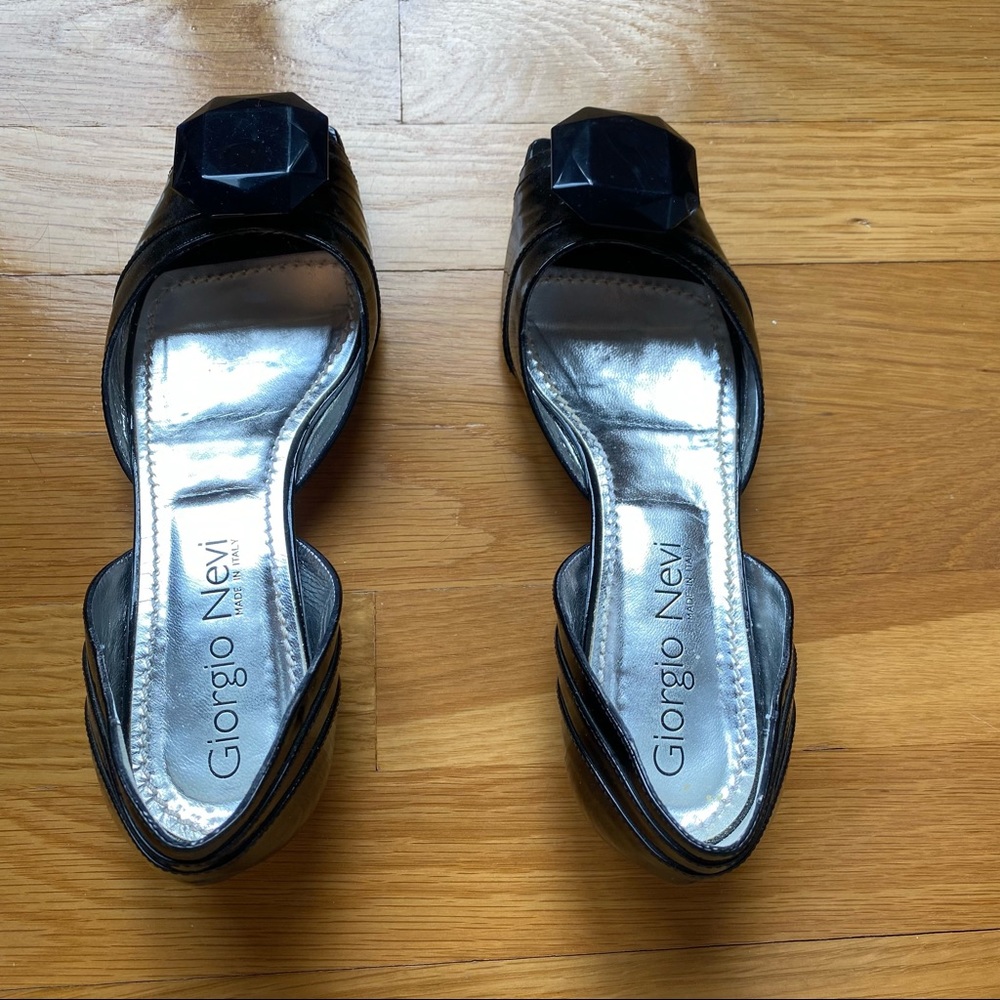 Italian patent leather small heel dress shoe